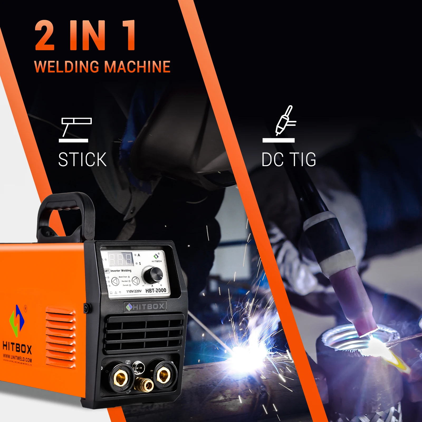 HITBOX TIG Welding Machine HBT2000 2 IN 1 MMA 2T/4T Automatic Semi-automatic Welding Machine 220V～240V 2