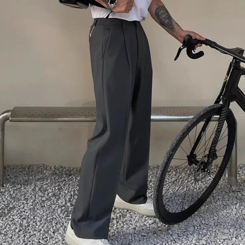 Gray Suit Pants Men Fashion Business Society Mens Dress Pants Korean Loose Straight Pants Mens Office Formal Trousers M-2XL 4