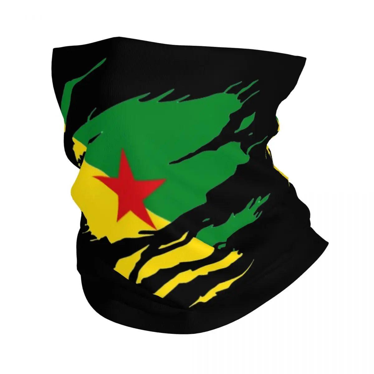 

Torn Style Guyana Flag Bandana Neck Cover French Guiana Mask Scarf Multi-use Headband Outdoor Sports Unisex Adult All Season