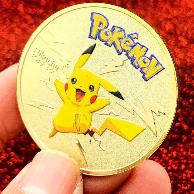 Pokemon Anime Gold Plated-Silver Plated Collectible Coin + Acrylic Case Pikachu Venusaur Eevee Charizard Game Coin Birthday Gift 6