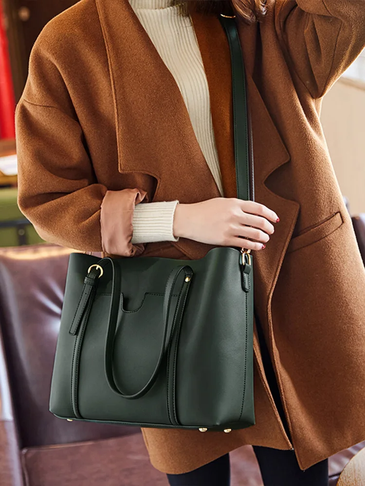 Genuine leather soft leather ladies commuter bag new trend ladies large capacity leather shoulder tote bag hand messenger bag