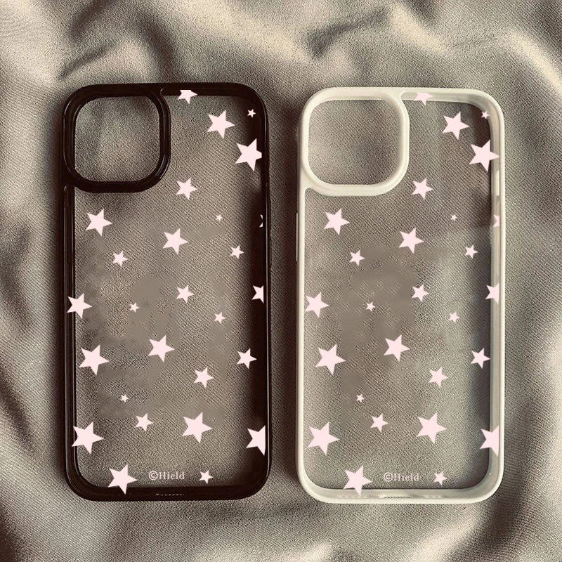 Transparent Pink Star Phone Case - Cute Design Cover