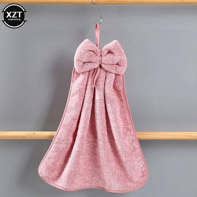 NEW Bowknot Velvet Hand Towel for Kitchen Bathroom Microfiber Soft