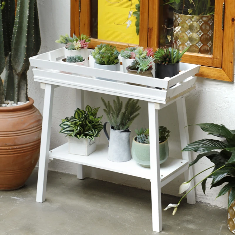 

Rack for Plants Retro Solid Wood Plant Stand Multi-layer Trapezoidal Stand for Flowers Wide Mesa Flower Rack Stable Load-bearing