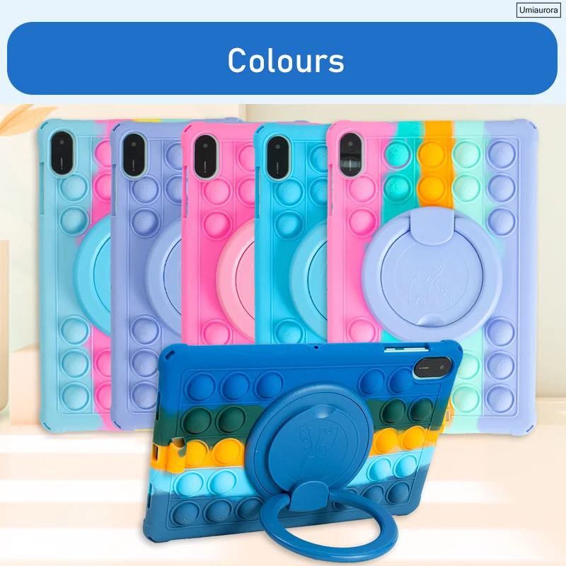Silicon Bubble Tablet Case with Hand Ring Stand - Enhanced Protection and Comfort