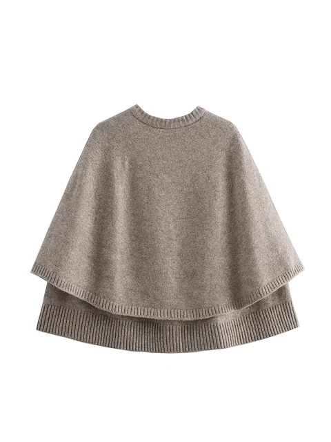 European & American Style Knitted Cape Jacket – Chic & Versatile 2