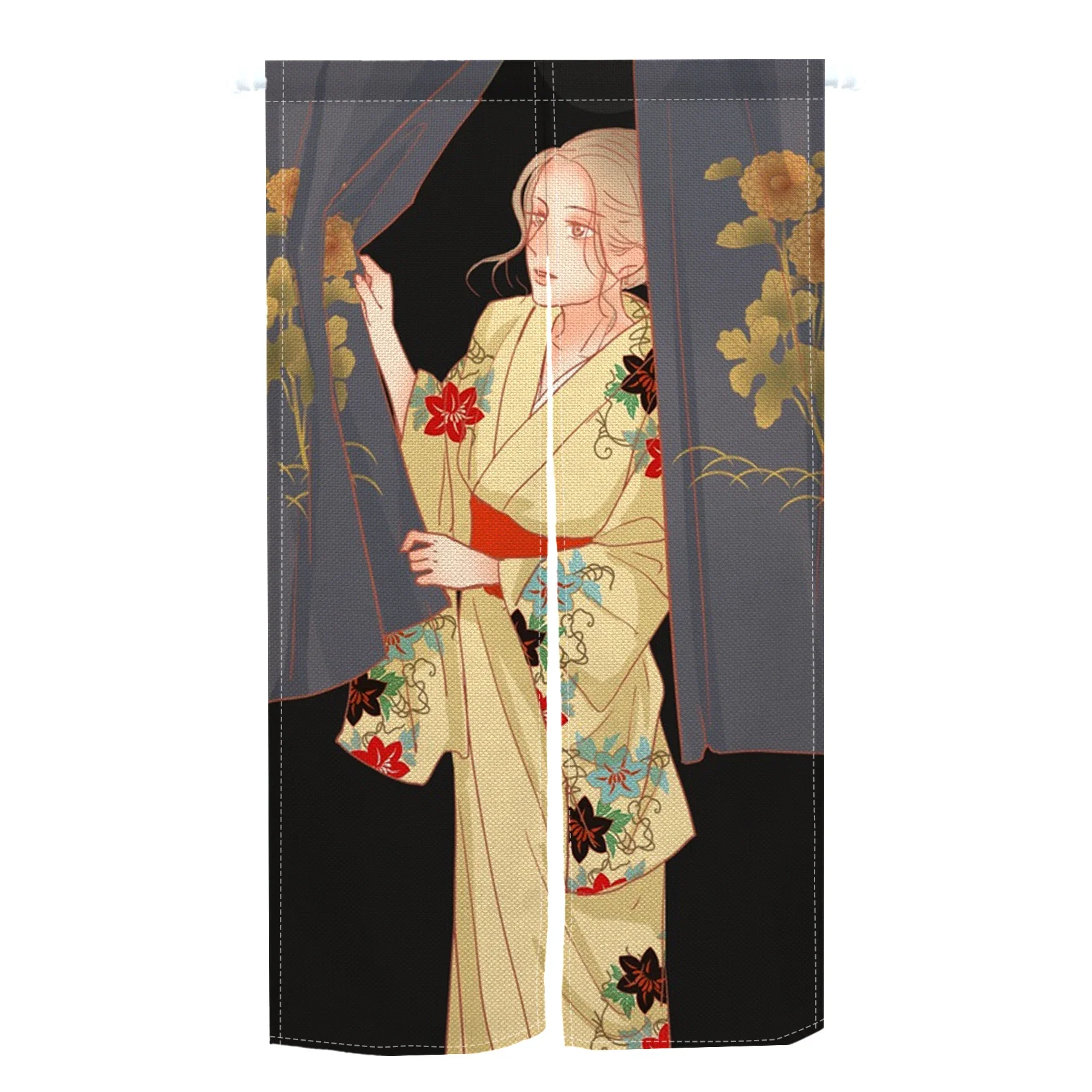 Japanese Style Geisha Door Curtain Ladies Kitchen Bedroom Bathroom Izakaya Wind and Moon Place Partition Half Curtain Decoration 3