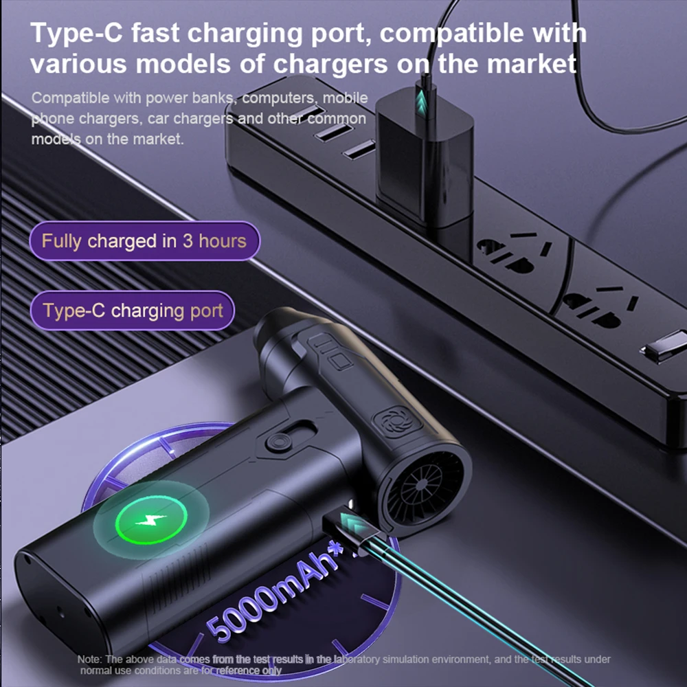 Protable Air Duster Mini Powerful Air Blower for Computer 110000RPM Mini Electric Cordless  Computer Keyboard Cleaner Air Blower 3
