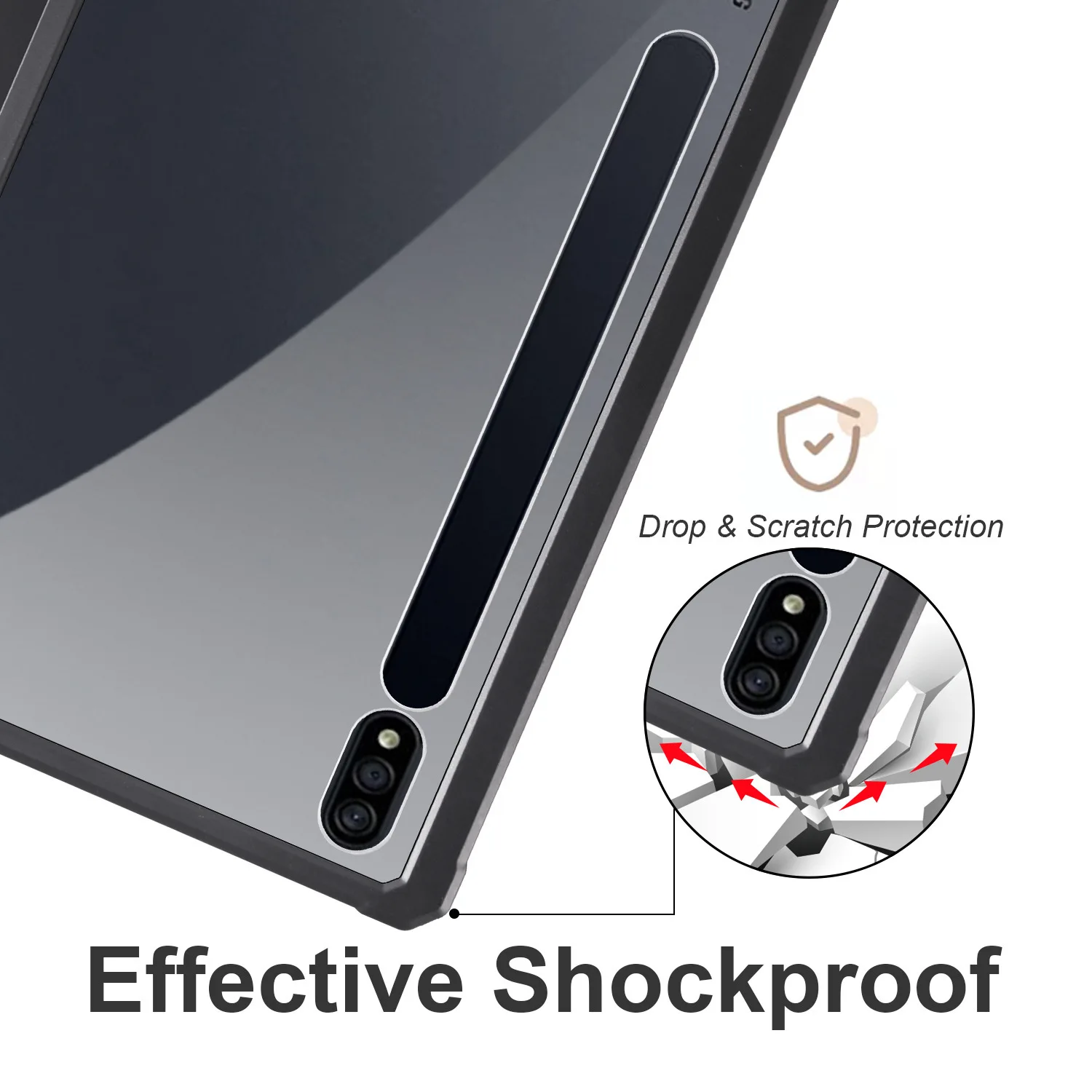 Enhanced Shockproof Flip Cover with Kickstand and Clear Stand