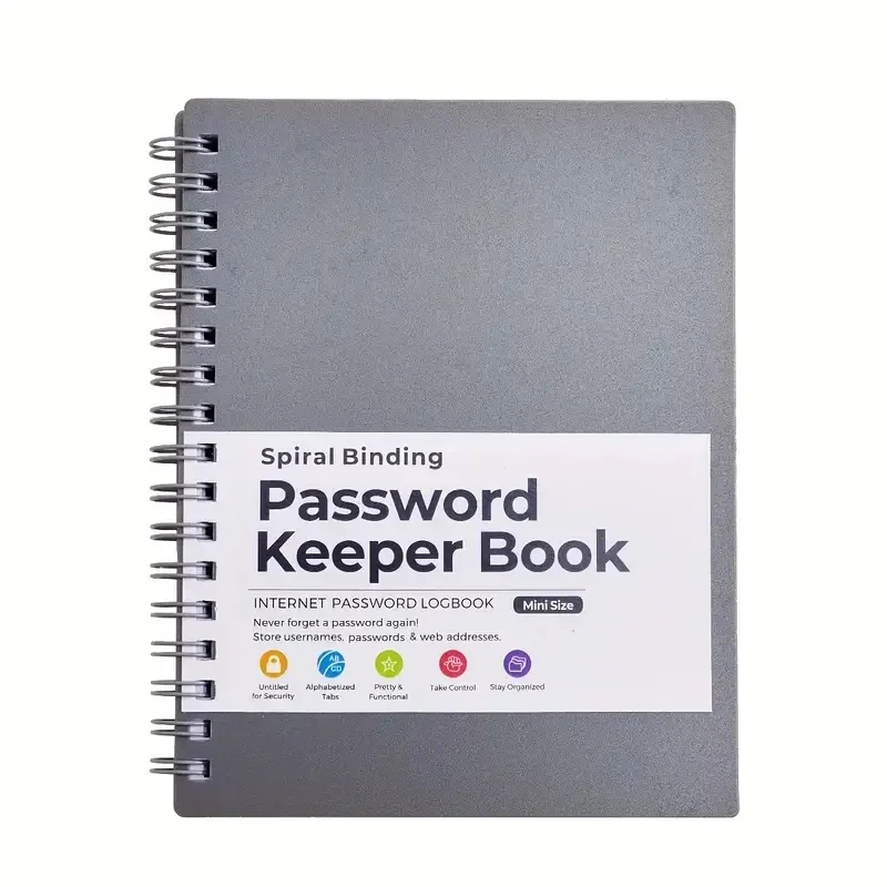 Compact Spiral Password Keeper - Secure & Organized Notebook Diary