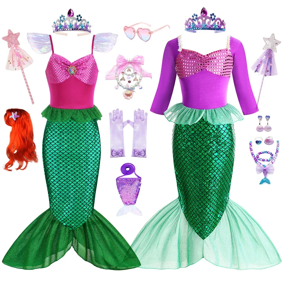 Mermaid Costume Kids Cosplay Dress Halloween Princess Carnival Birthday Party Baby Clothing Christmas Fancy Suit