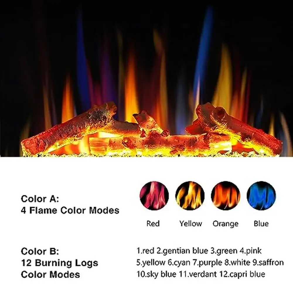 Electric Fireplace Mantel TV Stand 59" Wooden Surround Remote Control Adjust Flame Speed 3D Technology Realistic Ambiance 5