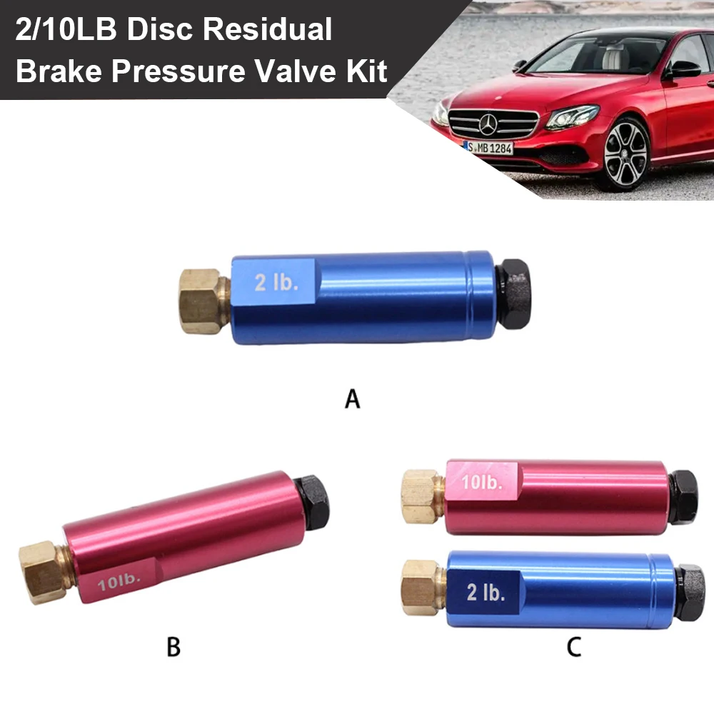 2/10LB Disc Residual Brake Pressure Valve Kit Metal Valve Residual Pressure Efficient for Disc Drum
