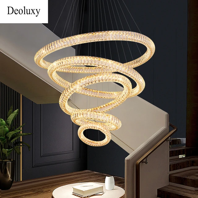 Ring Design Modern LED Chandelier Lamp Crystal Living Lighting Dimmabl