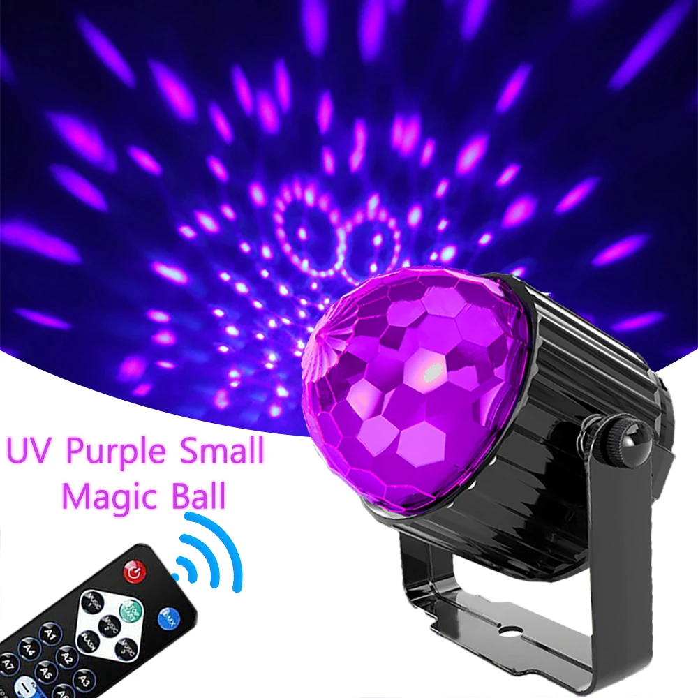UV Disco Ball Lights LED Party Ambiance Lights DJ Bar Remote Stage Lights UV Plant Grow Lights Rotating Crystal Ball Lights