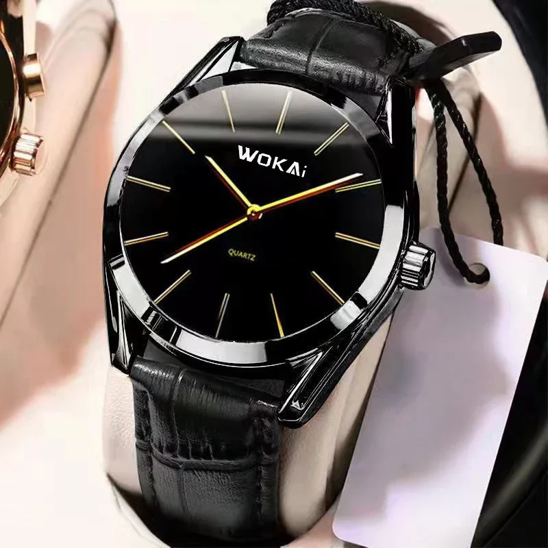 موضة ساعة الأعمال الرجال الساعات Reloj Hombre عادية  من جلد كوارتز ساعات المعصم الرجال Relogio Masculino Montre