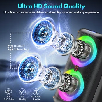 T27 Wireless Bluetooth Speaker, Karaoke Machine with 2 Microphone, Home Karaoke Party Speaker with Led Light 7