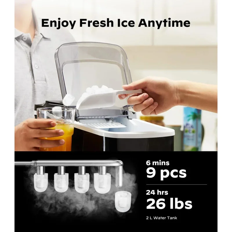 Qwsilonn smart countertop ice maker compact Wi-Fi Ice Maker app control 2 ice cube sizes portable maker with self cleaning