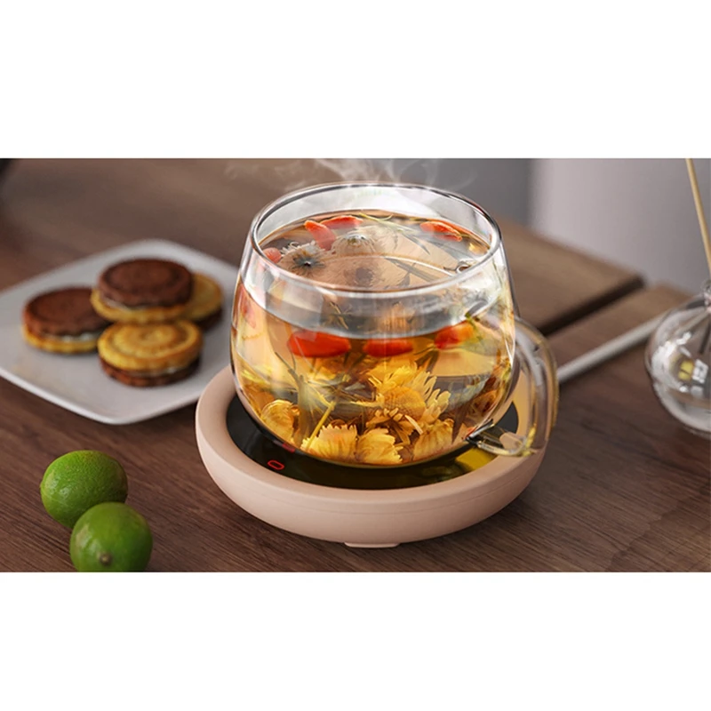 DC 5V USB Heating Warm Cup Mat Constant Coaster Digital Display Adjustment Timing Heater For Coffee Milk Tea Yellow