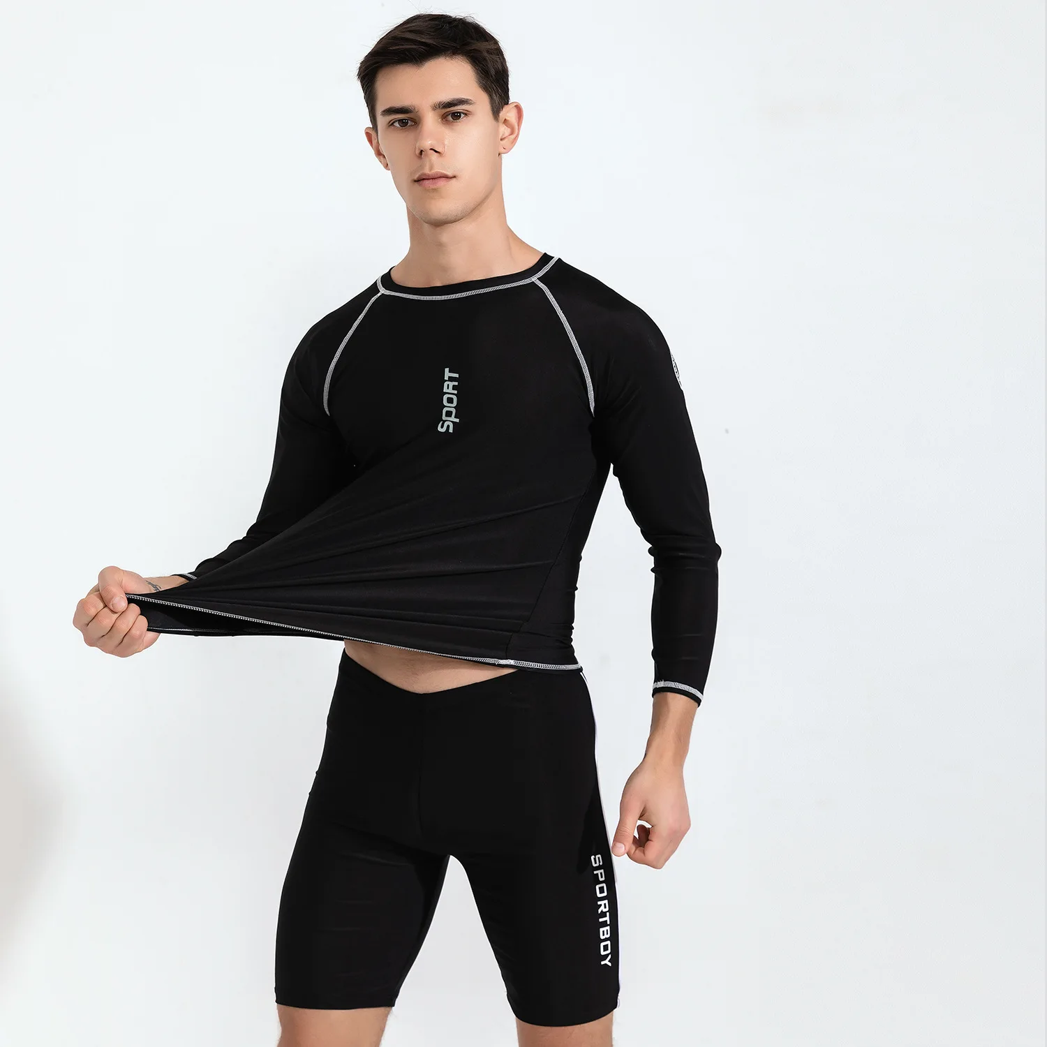 Rash Guard Bathing Suit Man Surf Men's Swimwear Long Sleeve Two Piece Swimsuit Swimming Shorts Sports Beach Monokini Boy