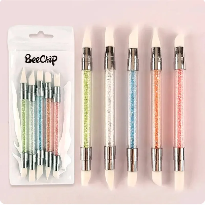Nail Art Pen Double Head Silicone Flower Sculpting Pen Adjustable Glue Stick Embossing Pen Nail Art Brush Every Home Tool 2