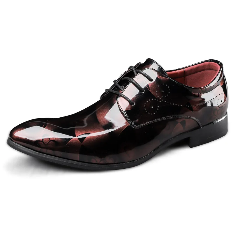

Plus Size 37-50 Men Dress Shoes Mirror Wedding Shoes For Man Print Formal Social Shoe Male Party Footwear