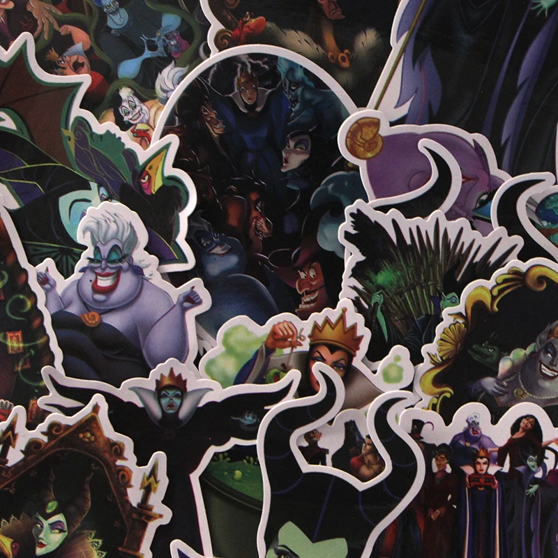 Pegatinas de dibujos animados de personajes malvados de Disney para niños,  calcomanías de grafiti de guitarra, calcomanías de maléfica, Ursula, 17  piezas| | - AliExpress