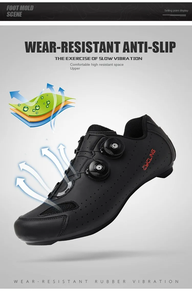 MTB Lock-Free Fahrradschuhe Flachpedal-Schuhe für Herren und Damen Indoor-Stiefel Fahrrad-Trainingsschuhe mit Gummisohle für Straßenradfahren – Detail 1