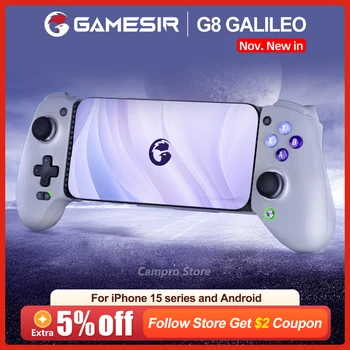 GameSir G8 갈릴레오 C 타입 게임 패드 휴대폰 컨트롤러, 홀 효과 스틱, 아이폰 15, 안드로이드 PS, 원격 플레이 클라우드 게임