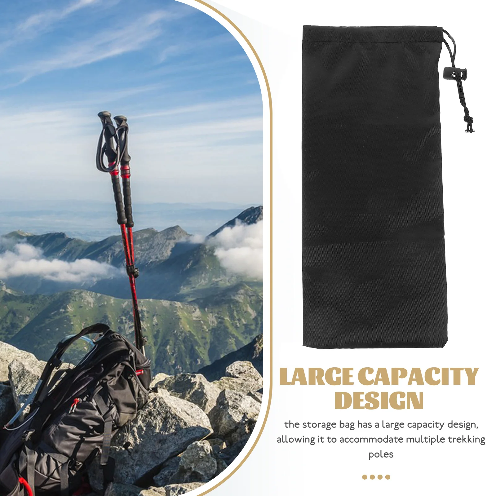 Foldable Alpenstock Storage Bag Hiking Bag Alpenstock Package Walking Stick Accessories (black) 2