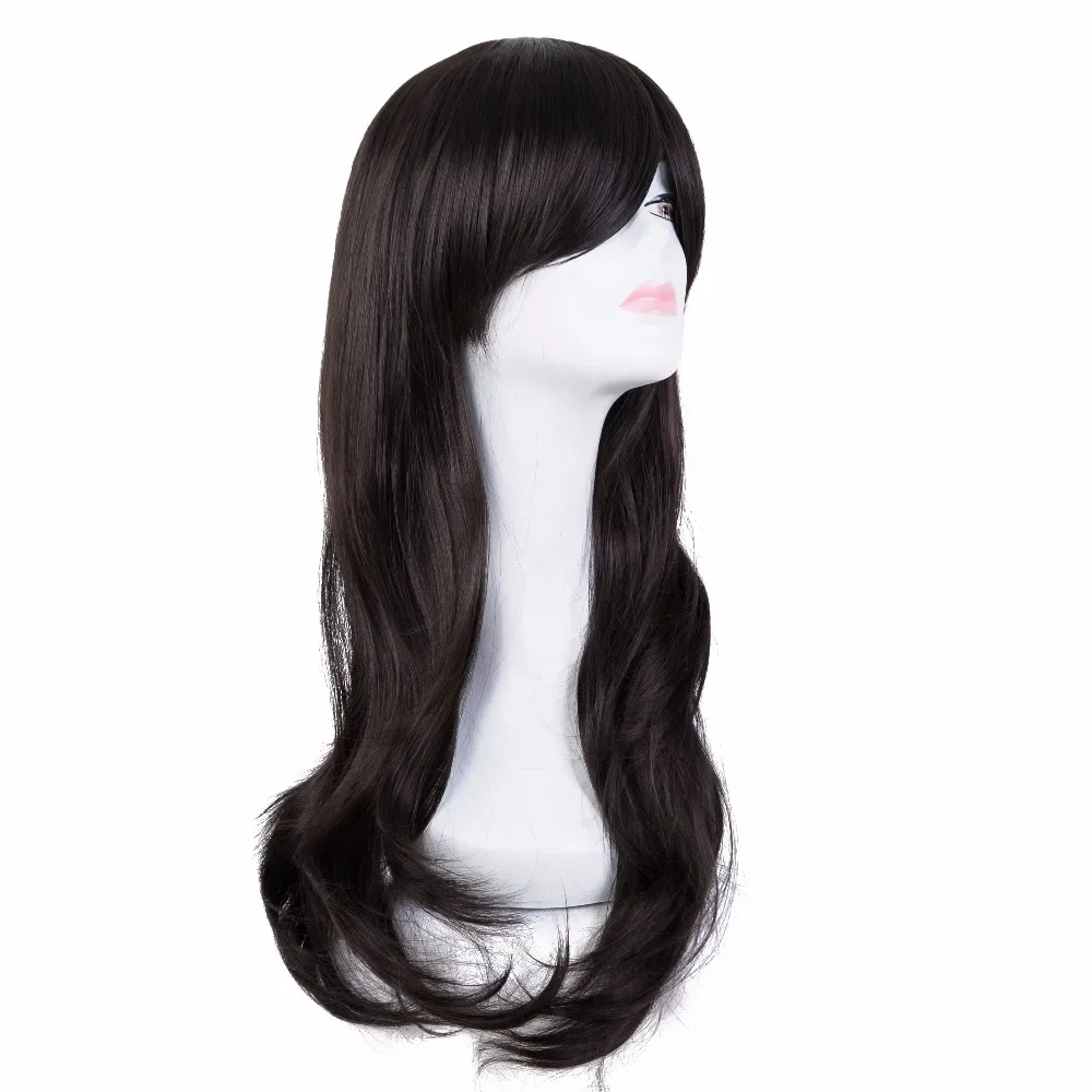 

Black Halloween Wig Synthetic Heat Resistant Long Wavy Oblique Bangs Women Carnival Party Cosplay Salon Hairpiece