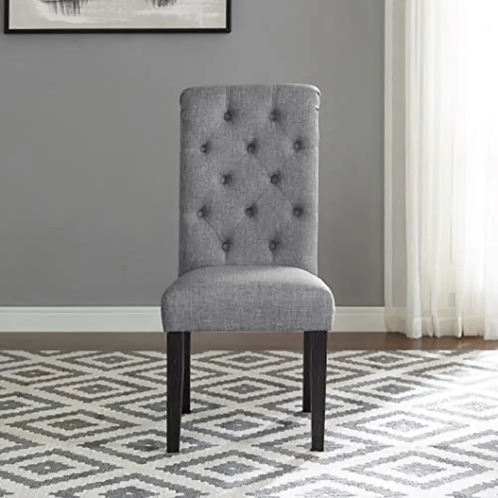 Urban Style Counter Height Dining Set Table and 6 Chairs Solid Wood Grey Button Tufted Back Stately Turned Legs Driftwood Finish 5