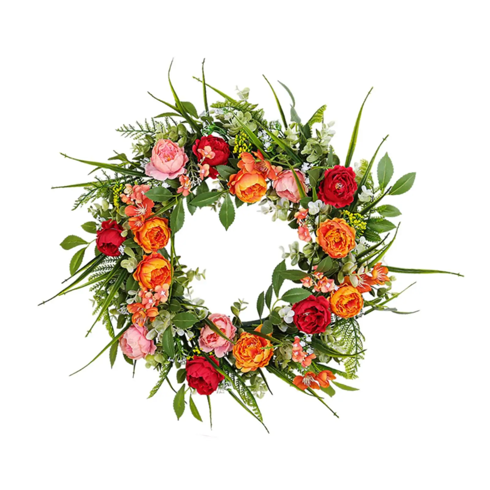 Artificial Peony Flower Door Wreath 45cm Handmade for Home Door Decor Sturdy