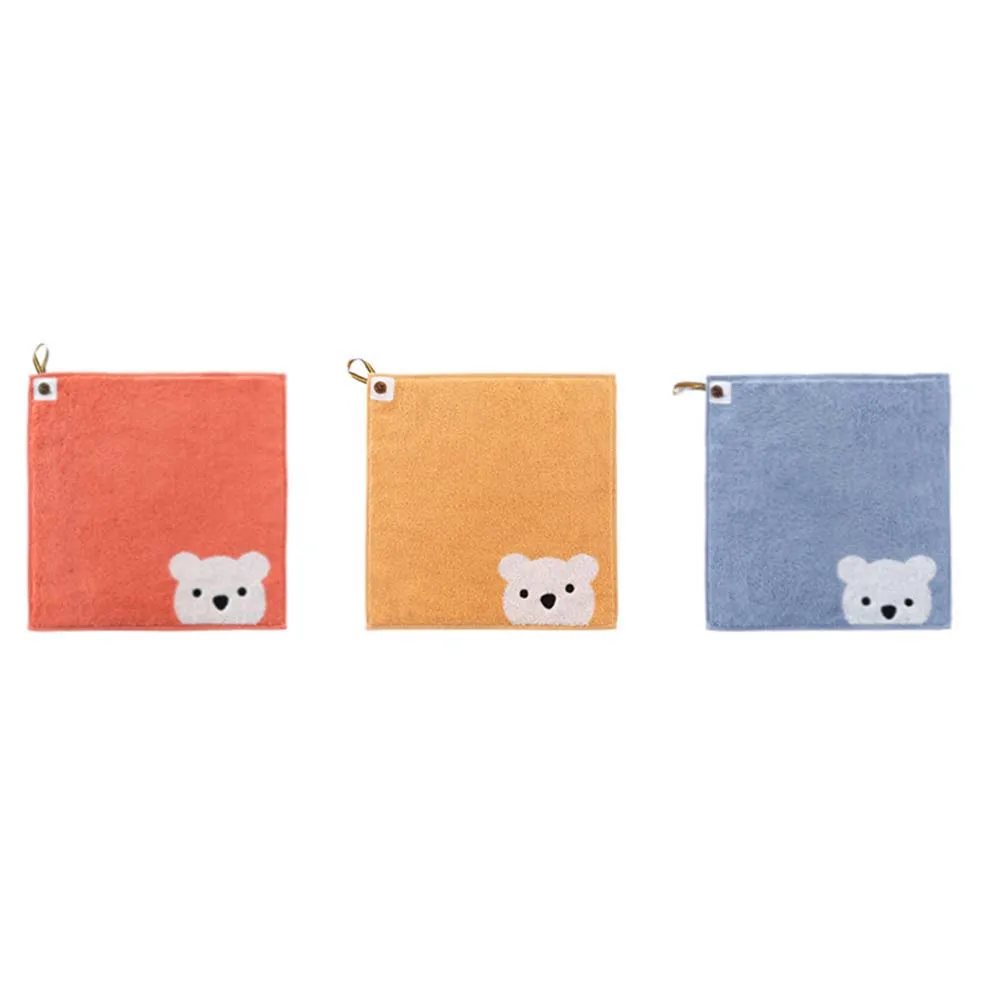 Hangable Comfortable Kids Cotton Newborn Cartoon Bear Wipe Towels Face Towel Handkerchief Saliva Towels