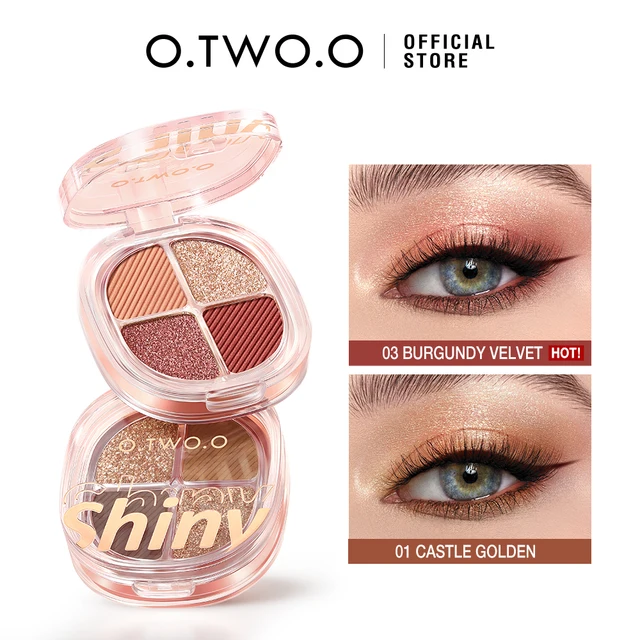 O.TWO.O Eyeshadow Palette Matte Shimmer Natural-Looking Long Lasting Waterproof Blendable 4 Colors Highly Pigmented Eye Makeup