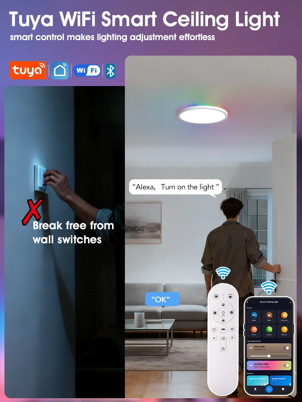 Smart WiFi LED Ceiling Lamp 36W Voice Control Alexa S906449438649475bb134e3e326f77a4at