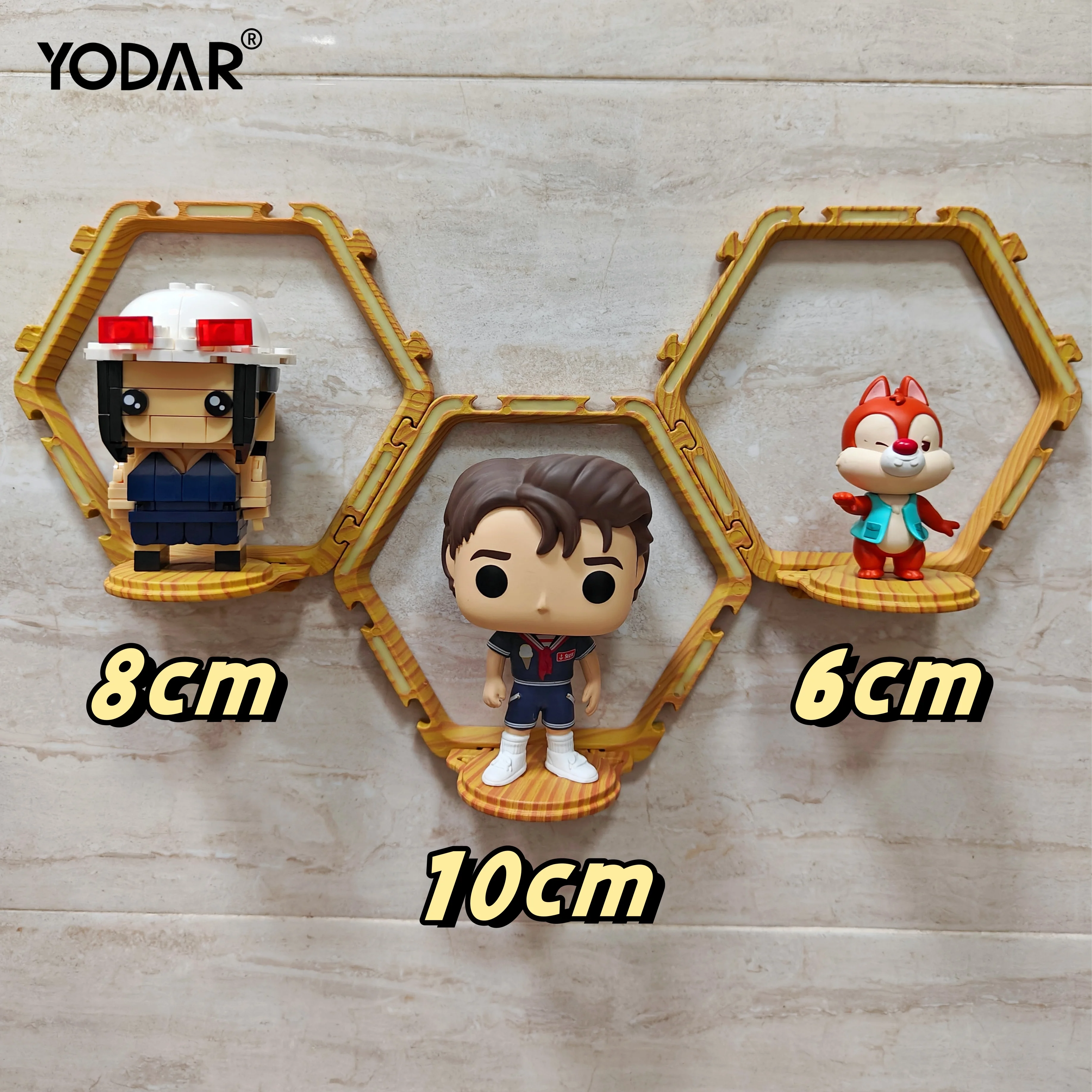 Acrylic Display Stand Doll Display Holder 9 Pack Wood Floating Display Shelf for Funko Pop Blind Box LEGO POPMART Building Blocks Figure Toy Wall-Mounted for Collectibles