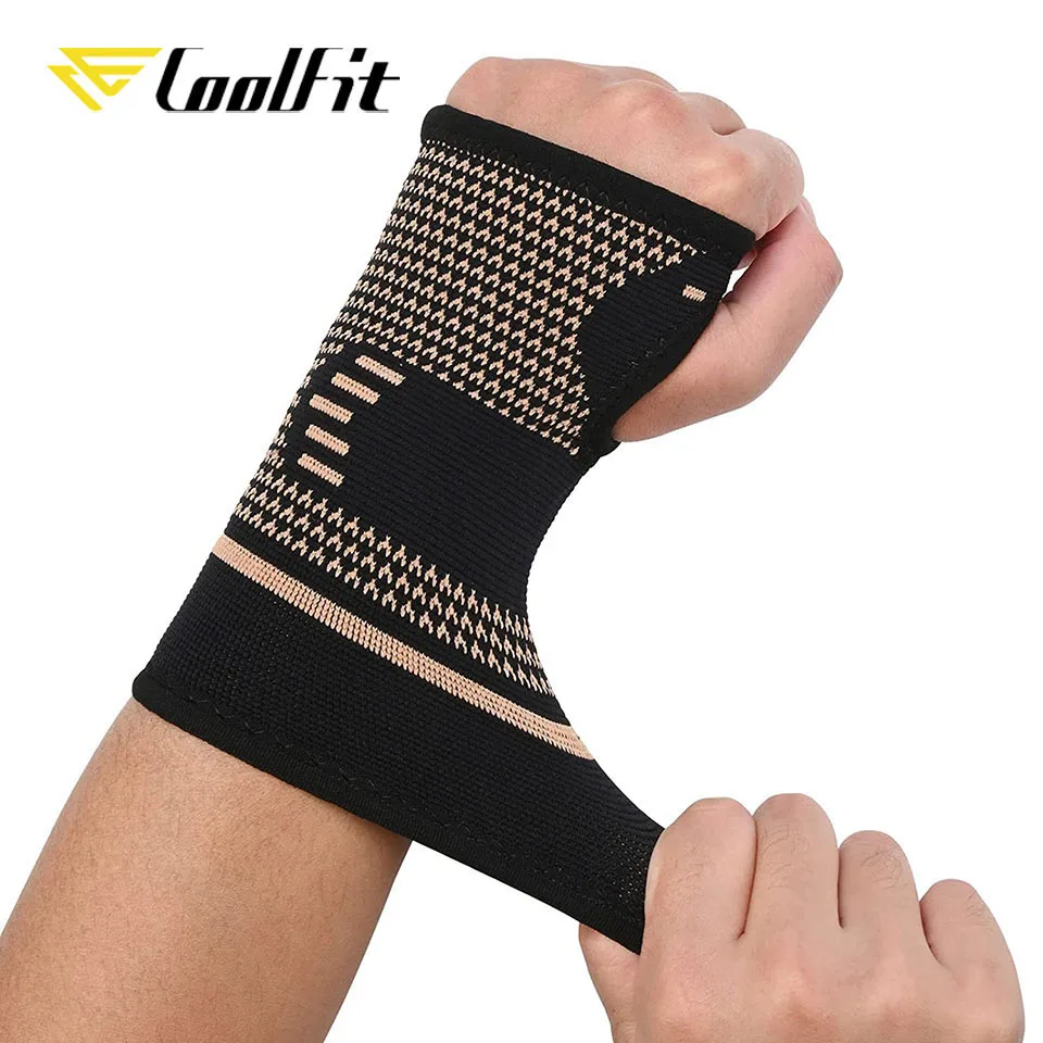 Coolfit Copper Professional Wristband Sports Compression Wrist Guard Arthritis Brace Sleeve Support Elastic Palm Hand Glove