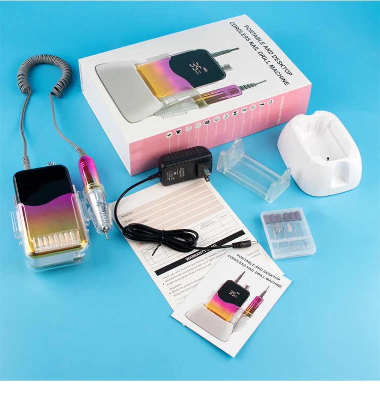 매니큐어 네일 폴리 셔 도구 전기 네일 파일 휴대용 충전식 35000rpm 무선 E 파일 네일 드릴 머신 개인 라벨