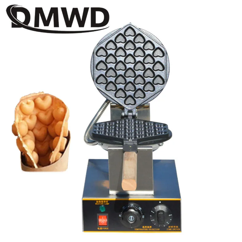 하트 모양 중국식 계란 버블 와플 메이커 Eggettes 퍼프 케이크 철 팬 홍콩 계란 머핀 기계 오븐 비 스틱 플레이트, EU 미국