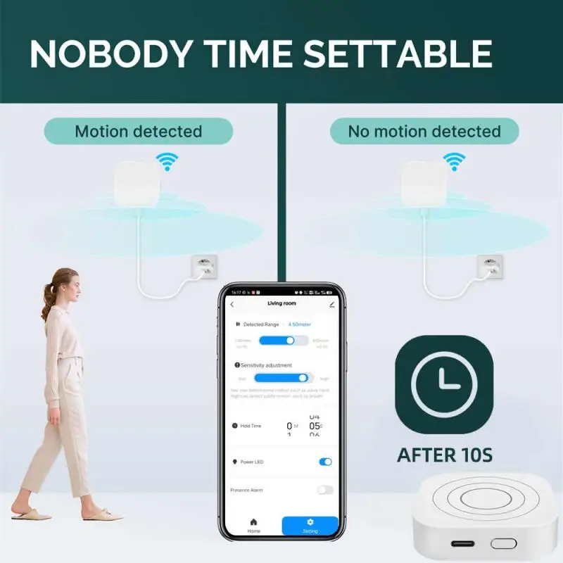 Tuya WiFi/Zigbee Human Presence Detector 24G millimeter Wave Radar Motion Detector Motion Sensor Accurate Measurement Support Tu