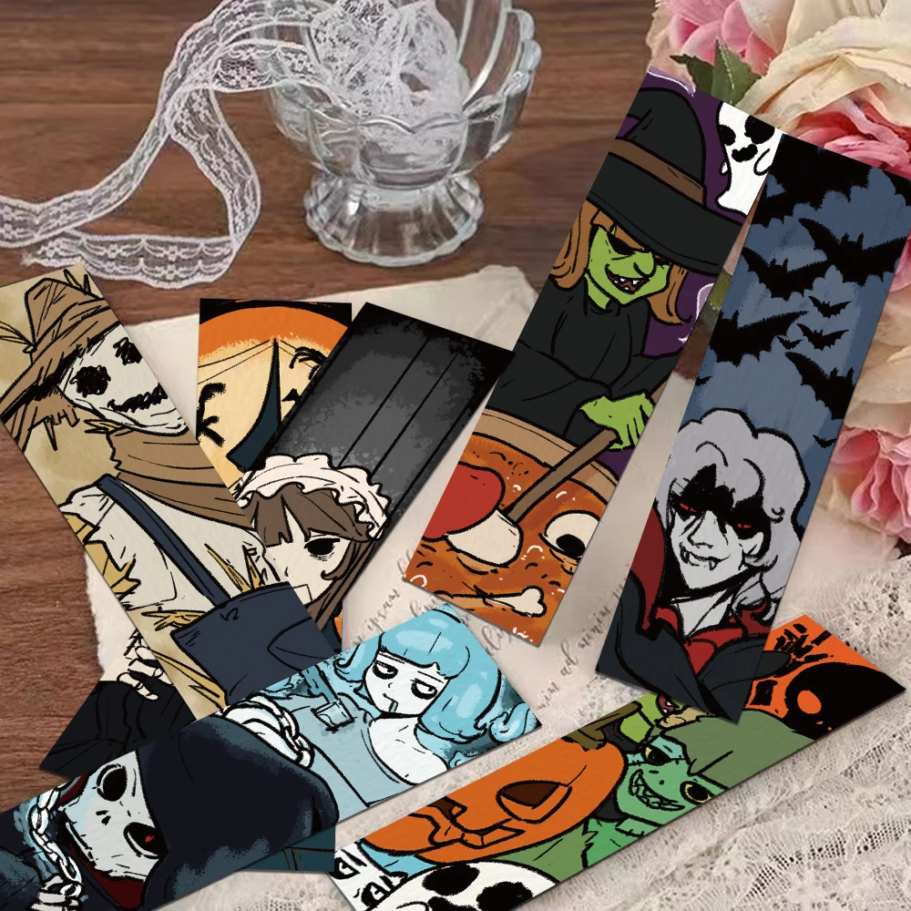 30pcs Halloween Bookmarks Paper Funny Pumpkin Ghosts Reading Page Book Markings Paper Card Bookmarks Creative Gift For Children