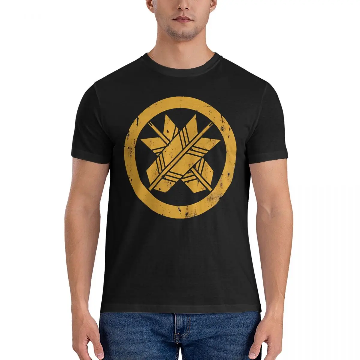thumbnail image 1 of Camiseta Maru Ni Chigai Ya Kamon de algodón puro, camisetas geniales, cuello redondo, camiseta con el logotipo del clan japonés, ropa de manga corta, 1 of 6
