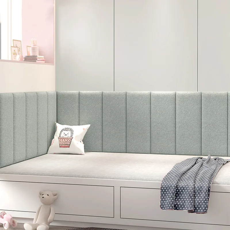 Peel and Stick Headboard 3D Wall Stickers Suitable Large Double Bed and Largesound Insulation Wallboard Padded Wallboard Home