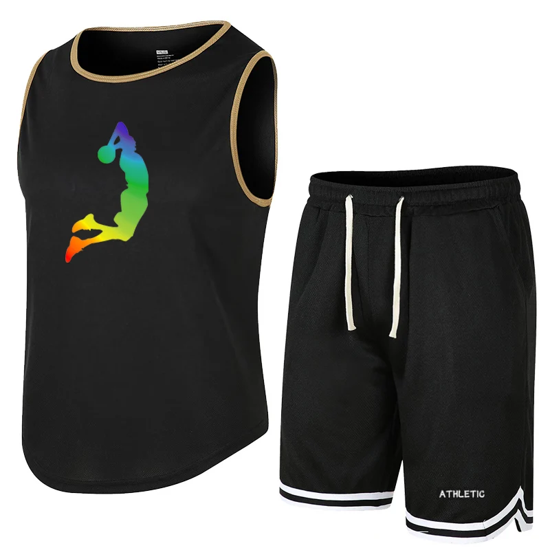 2022 Fashion Summer Sports Suit Sleeveless Casual Top Loose Breathable Cool Shorts 2 Piece Men Personality customization