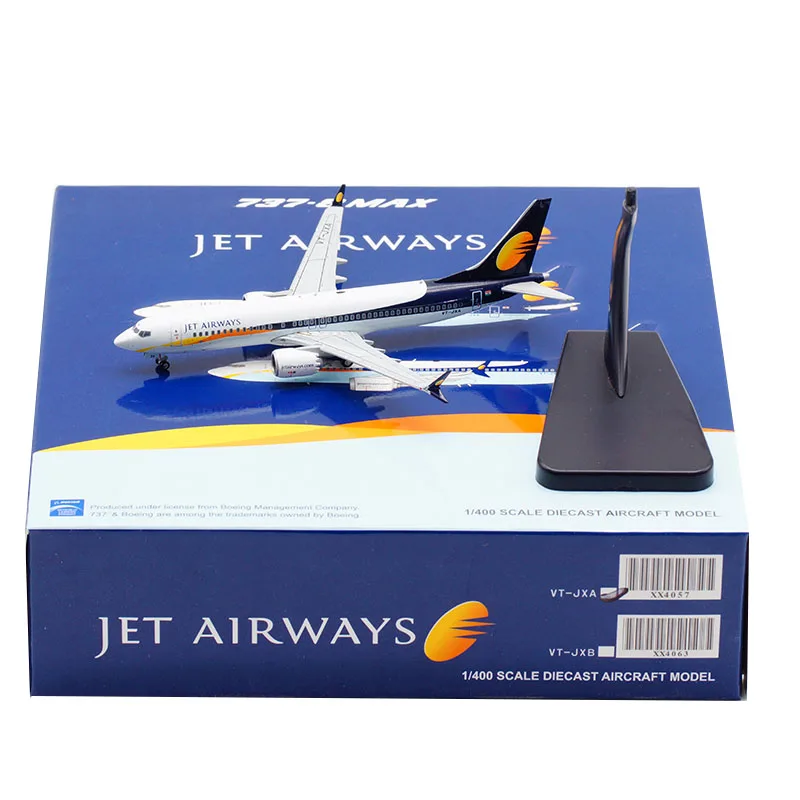 

1:400 Scale JET Airways Airlines B737-8MAX VT-JXA Planes Model Airplanes Alloy Aircraft Collection Gift Display Toys For Fans