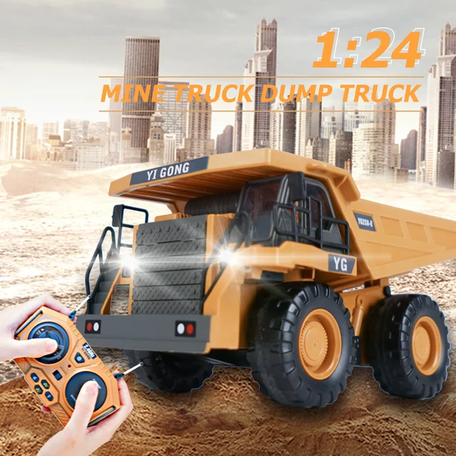 RC Dump Truck 1:24 6 Ch 2.4G Alloy Remote Control Truck 9CH Remote-Controlled Machine Vehicle Toy Machine Model Toys Gift 2