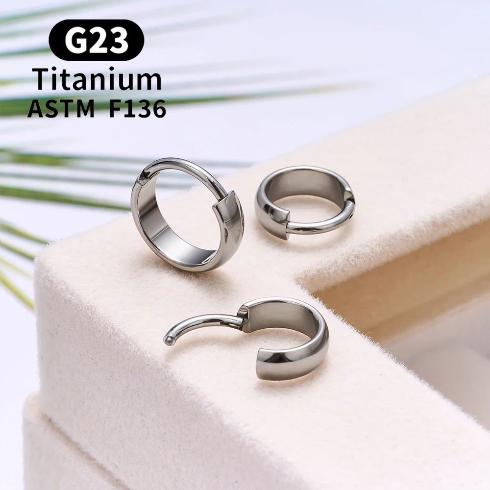 ASTM F136 G23 티타늄 피어싱 라운드 이어링 후프 16G 힌지드 세그먼트 셉텀 노즈 링 트라거스 연골 헬릭스 바디 주얼리