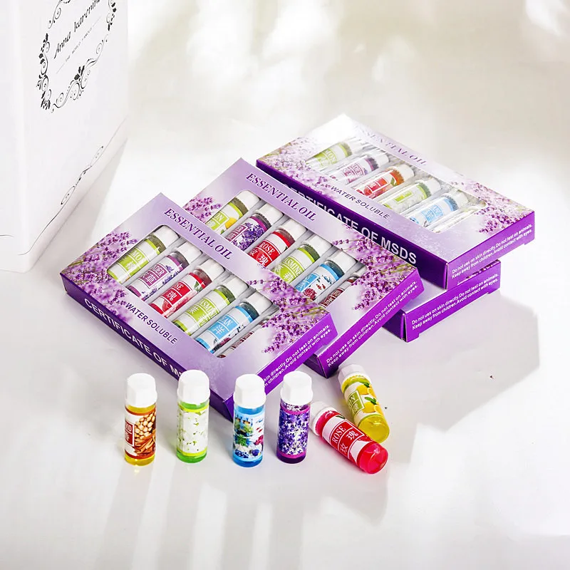 6pcs/set Aromatic Fresh Humidifier Aromatherapy Machine Natural Aroma Essential Oil Six Flavors 5ml Rose Orange Ocean essential oil set