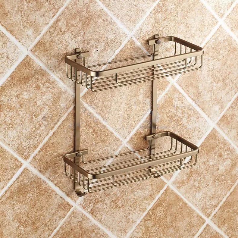 Luxury Bathroom Shelves 2 Layer Antique Metal Shower Corner Shelf Wall  Mount Shampoo Storage Shelf Rack Bathroom Basket Holder MJ-9115,Bathroom  Shelves 2 Layer Antique Metal Shower Corner Shelf Wall Mount Shampoo Storage